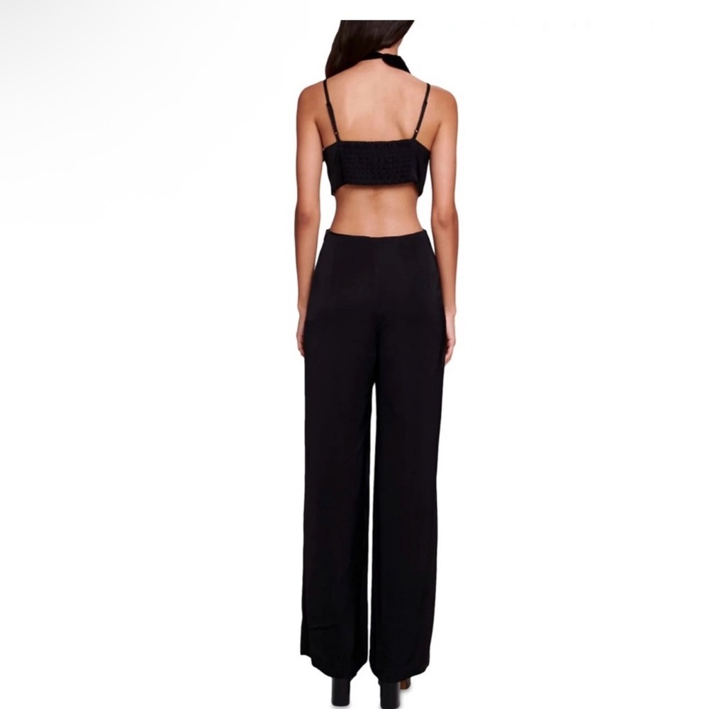 NWT Maje Black Cutout Jumpsuit with flower choker set - Picture 2 of 4